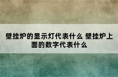 壁挂炉的显示灯代表什么 壁挂炉上面的数字代表什么